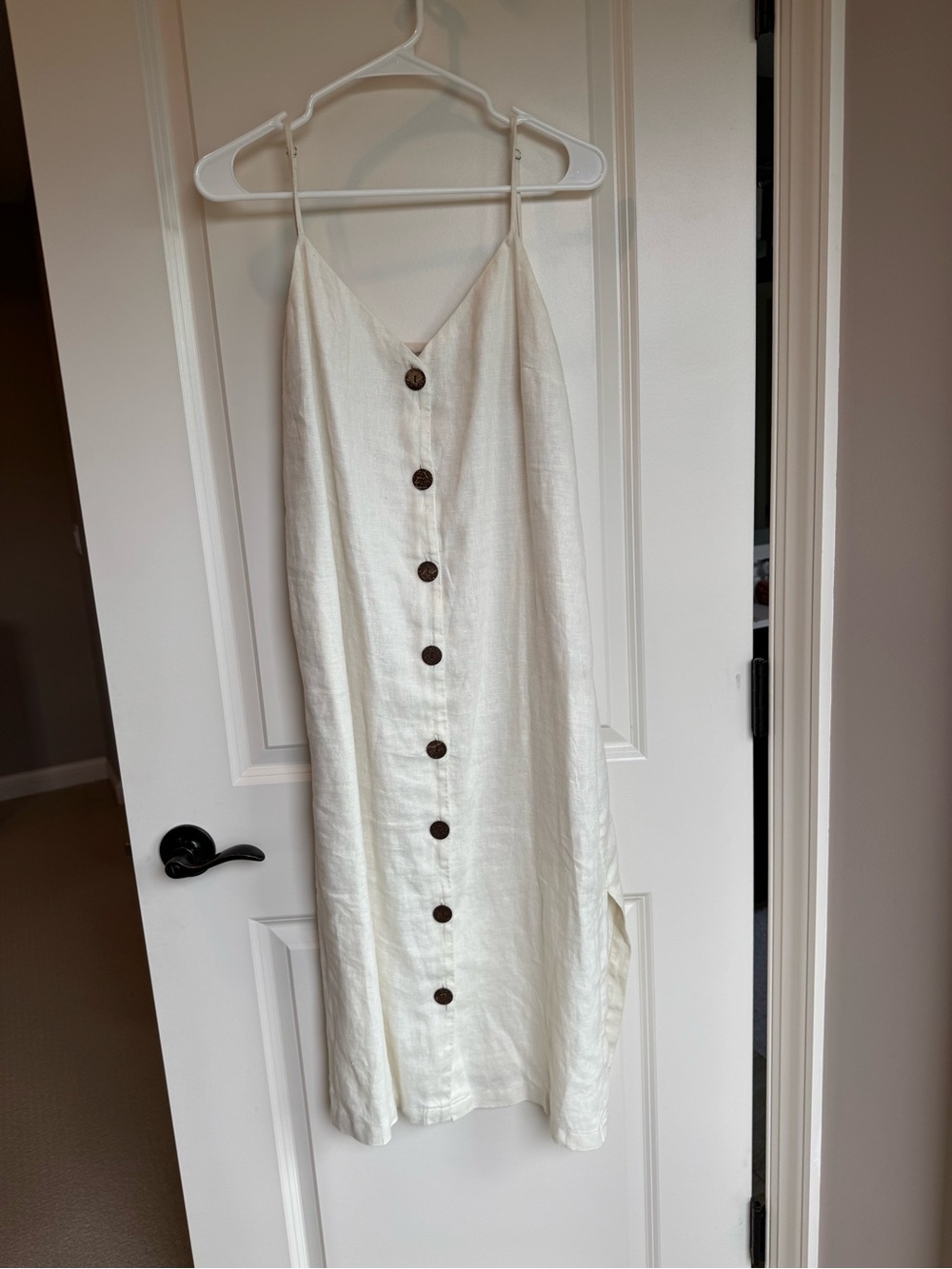Rails Cream Button-Front Midi Slip Dress